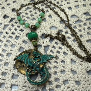 Dragon Pendant & glass beaded Necklace